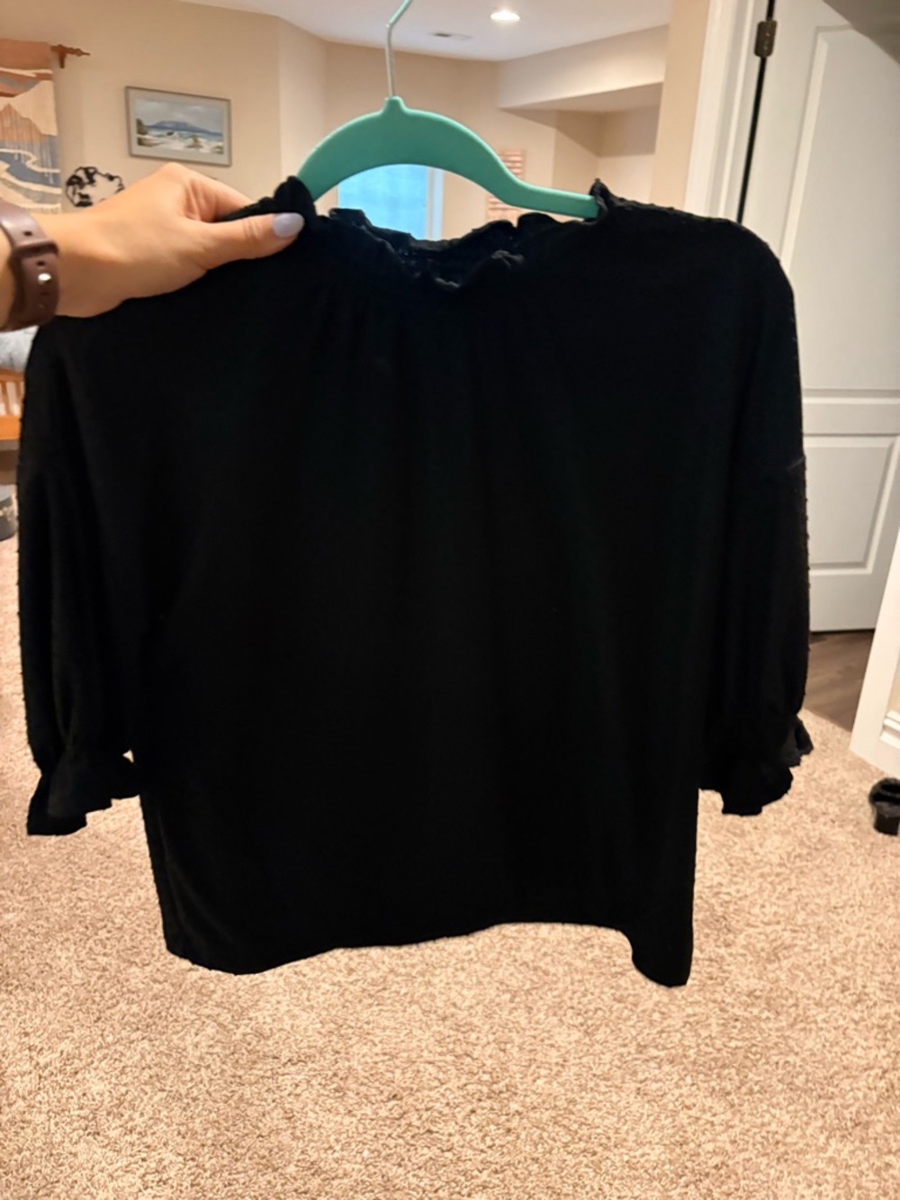 Madewell Black Ruffle-Trim Tee